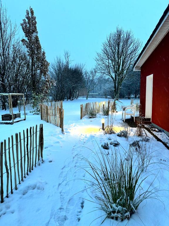 Ferienhaus am Saaler Bodden v zimě