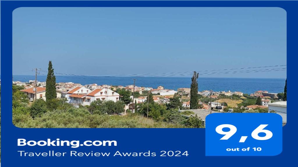 a screenshot of a review of a travel review awards at Karlovasi house amazing sea view in Karlovasi