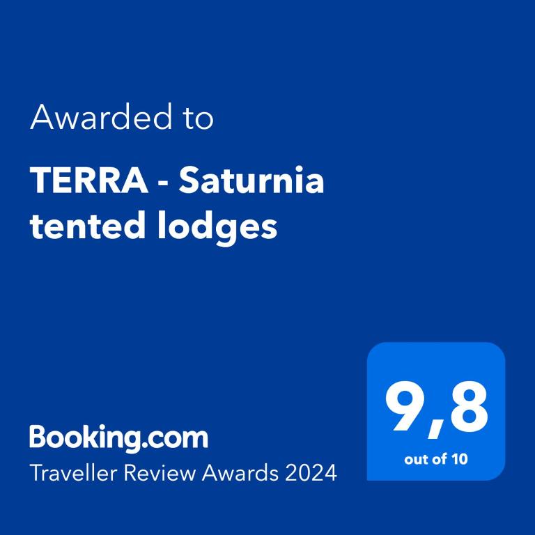 Certifikát, hodnocení, plakát nebo jiný dokument vystavený v ubytování TERRA - Saturnia tented lodges