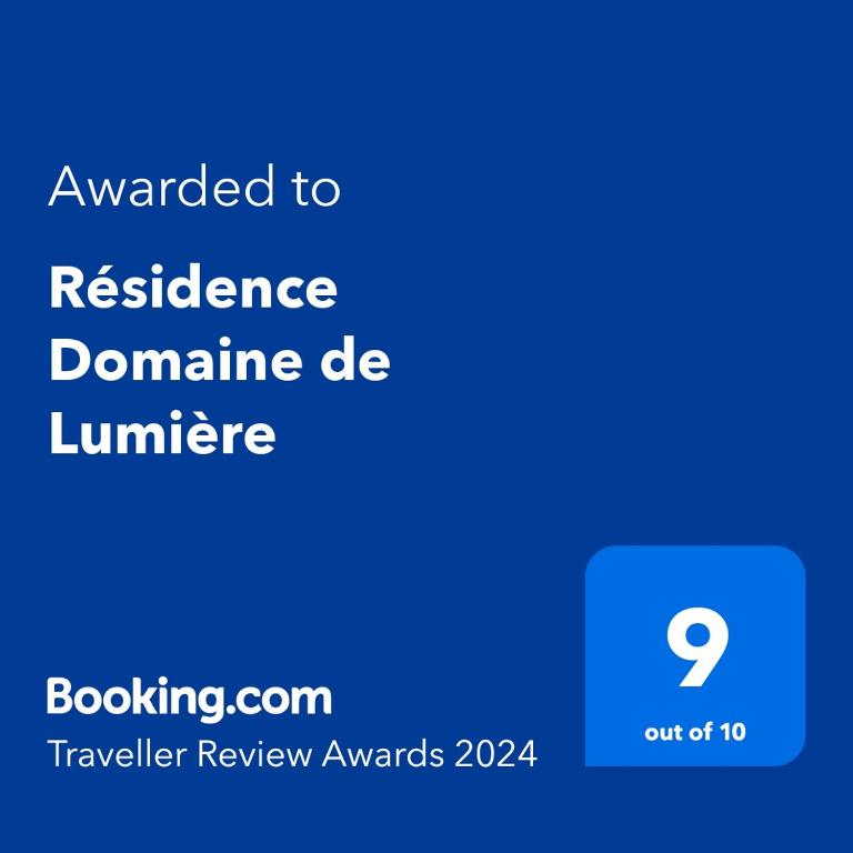 Certifikát, ocenenie alebo iný dokument vystavený v ubytovaní Résidence Domaine de Lumière