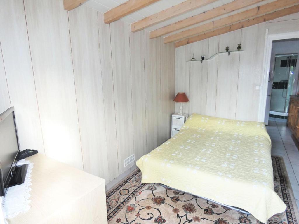 une petite chambre avec un lit et une télévision dans l'établissement Résidence 12 Chemin De Chevaline - Agréable logement au calme sur les hauteurs de la ville ! MAE-7104, à Aix-les-Bains