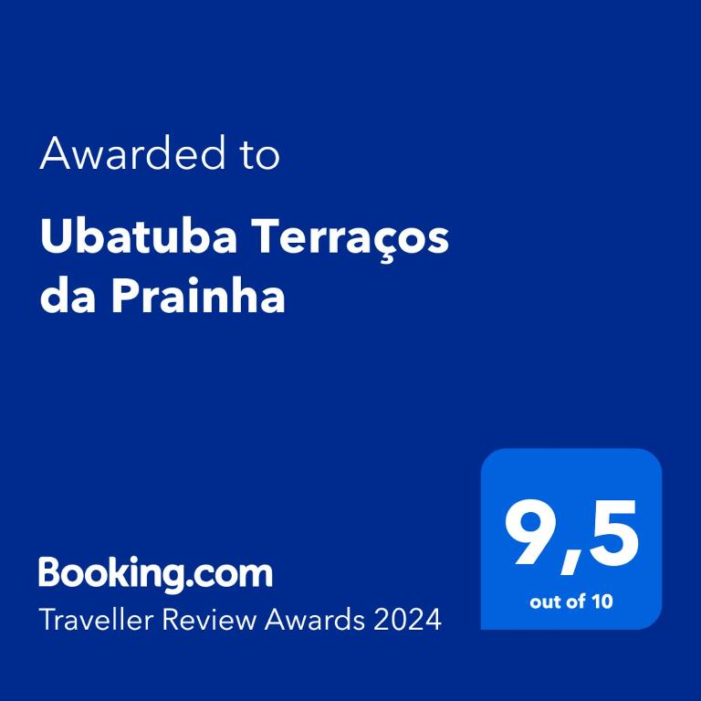 Um certificado, prêmio, placa ou outro documento exibido em Apartamento Ubatuba Terraços da Prainha Vista Mar