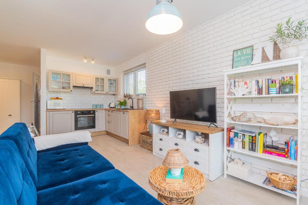 Η κουζίνα ή μικρή κουζίνα στο Apartament Lubię błękit