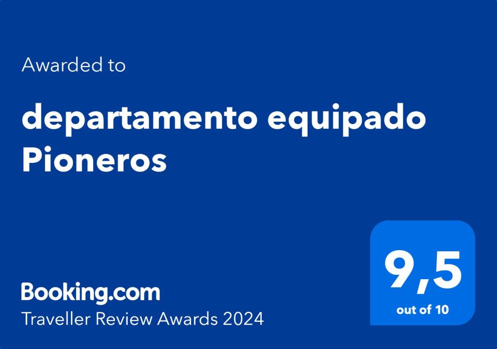 Πιστοποιητικό, βραβείο, πινακίδα ή έγγραφο που προβάλλεται στο departamento equipado Pioneros