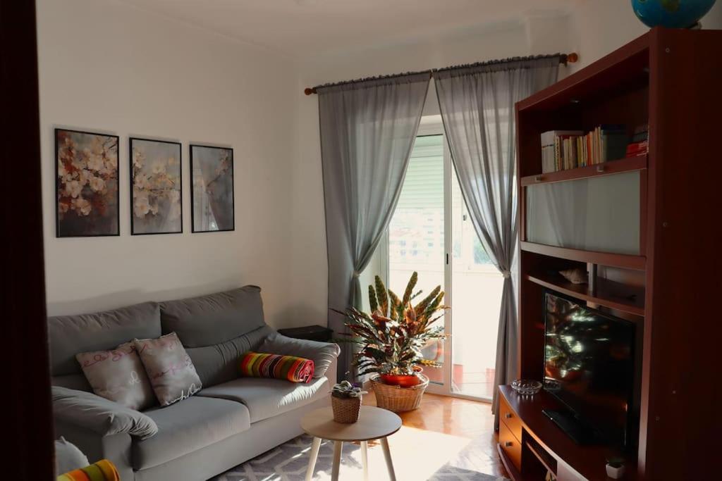 ein Wohnzimmer mit einem Sofa und einem TV in der Unterkunft Judith House - Amadora Este in Amadora