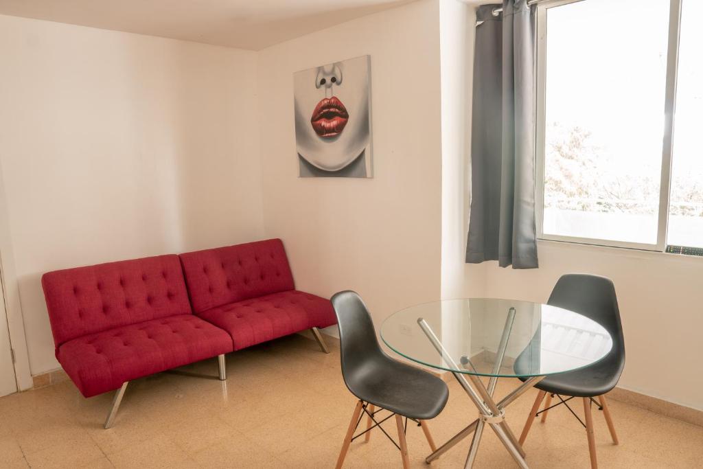 Istumisnurk majutusasutuses Blu Hostel