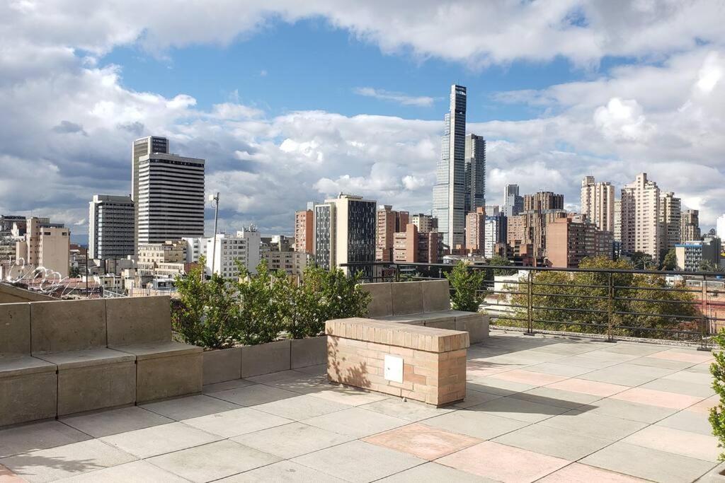 a view of a city skyline with tall buildings at New Modern Studio, Amazing Area of La Candelaria in Bogotá