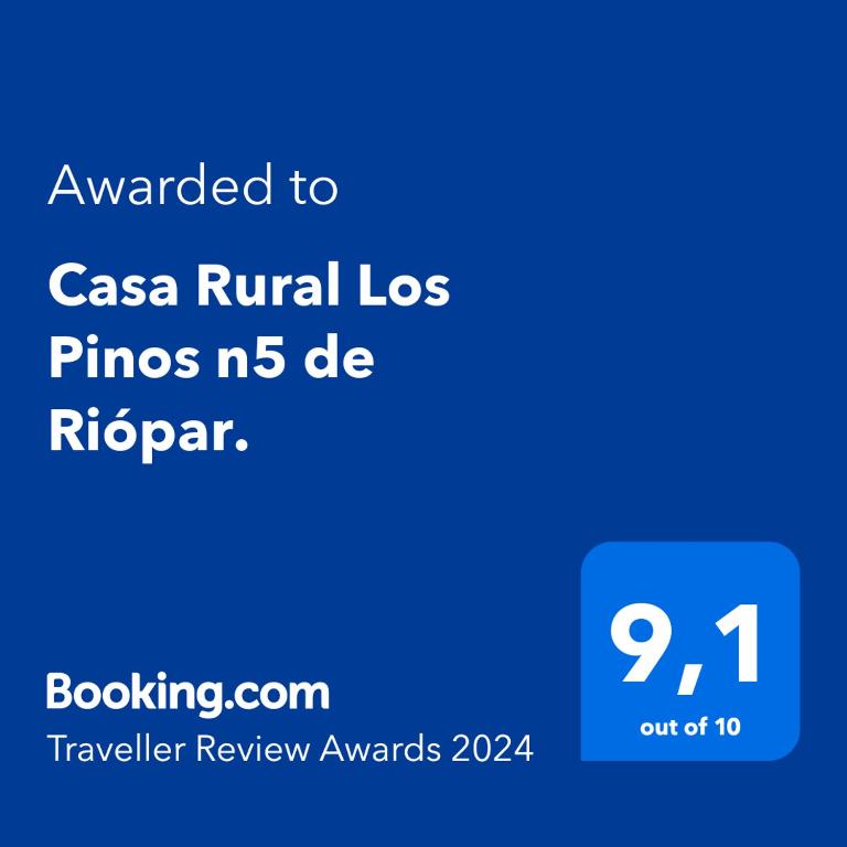 Certifikát, ocenenie alebo iný dokument vystavený v ubytovaní Casa Rural Los Pinos n5 de Riópar.
