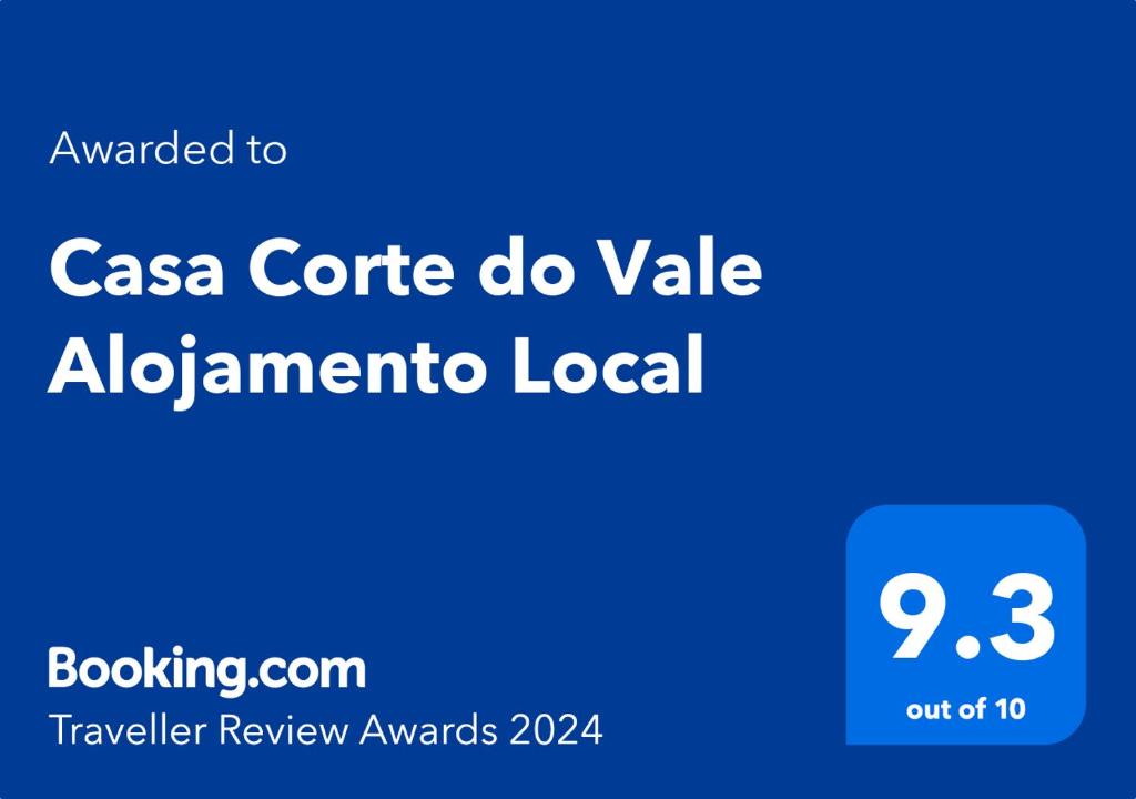 Ett certifikat, pris eller annat dokument som visas upp på Casa Corte do Vale Alojamento Local
