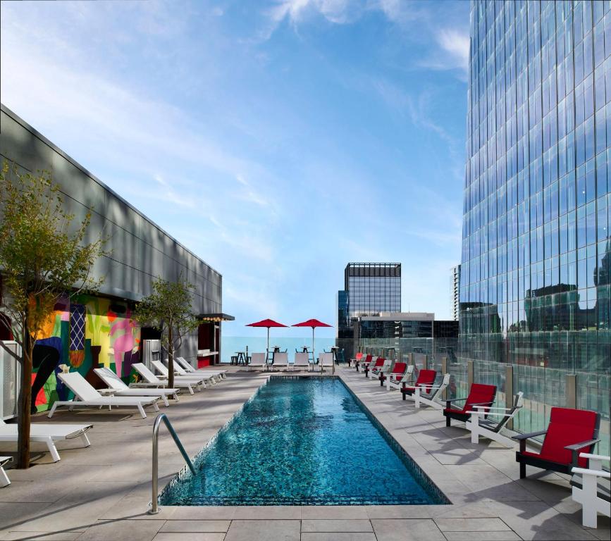 a swimming pool on the roof of a building at citizenM Austin Downtown in Austin