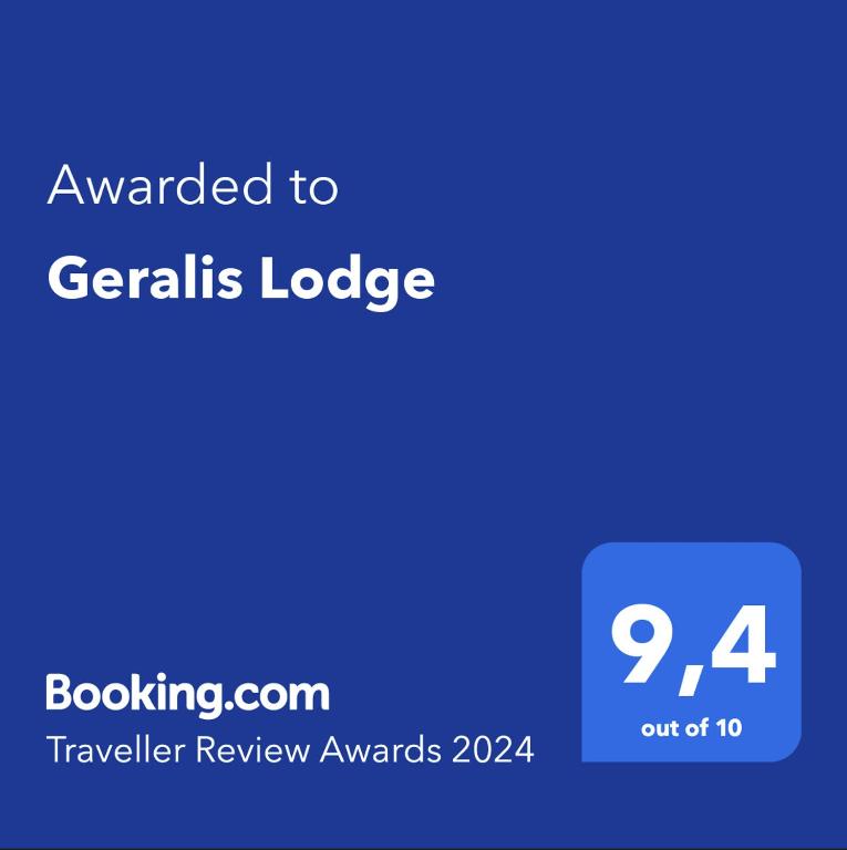 Certifikát, hodnocení, plakát nebo jiný dokument vystavený v ubytování Geralis Lodge