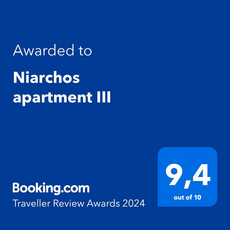 Certifikát, ocenenie alebo iný dokument vystavený v ubytovaní Niarchos apartment III