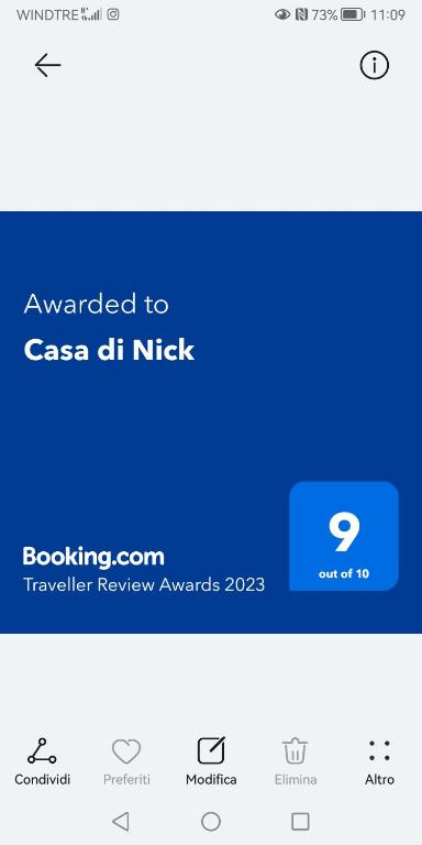 Certyfikat, podpis lub inny dokument wystawiony w obiekcie Casa di Nick
