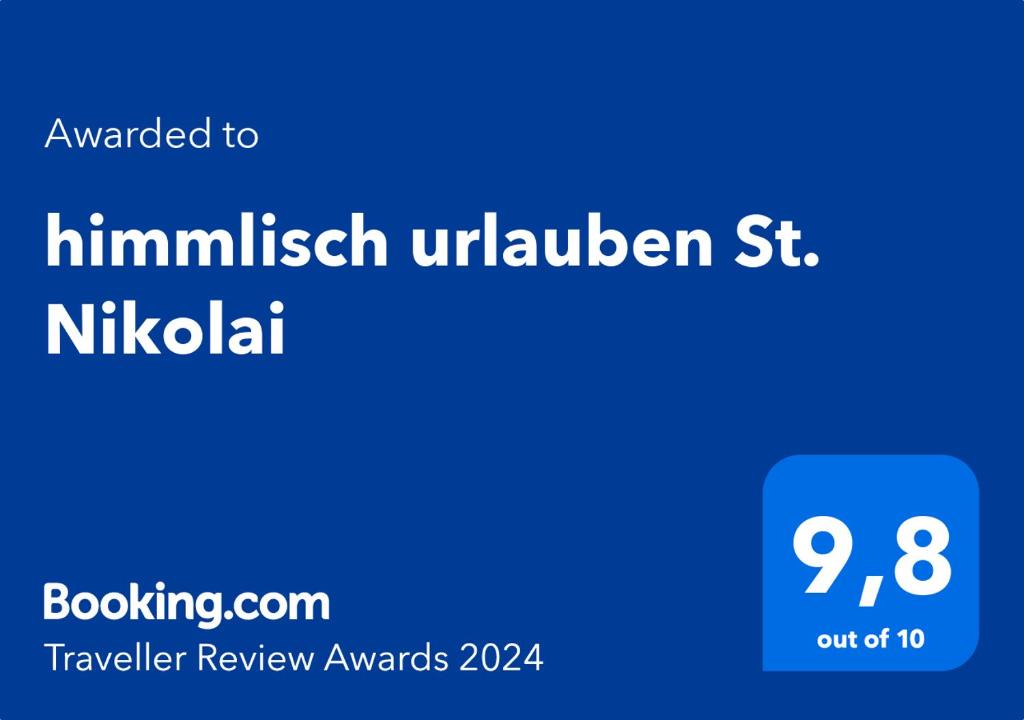 Certifikát, ocenenie alebo iný dokument vystavený v ubytovaní himmlisch urlauben St. Nikolai