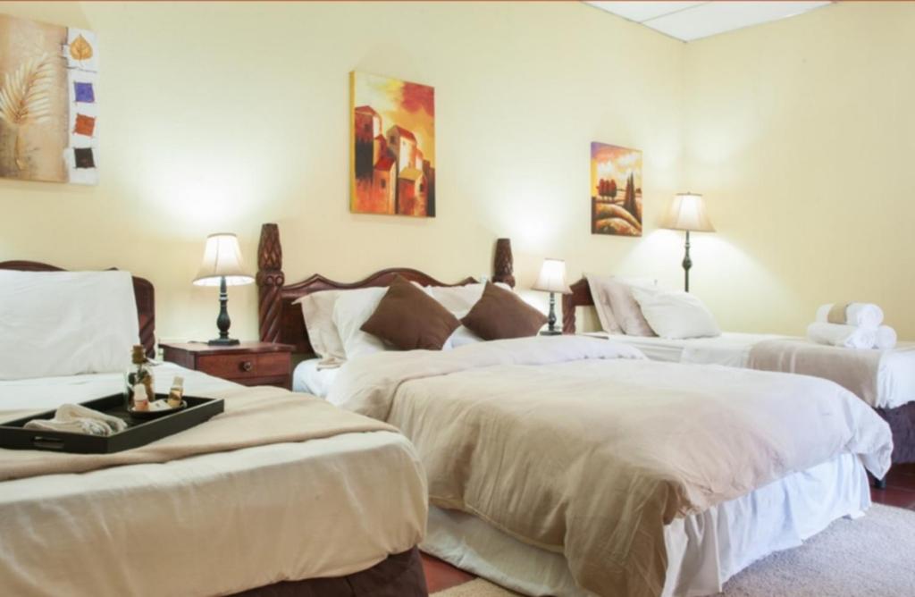 Кровать или кровати в номере Hostal Santiago de Los Caballeros