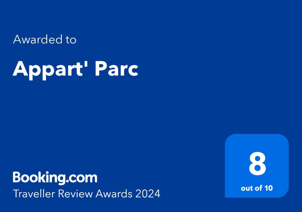 Certifikát, ocenenie alebo iný dokument vystavený v ubytovaní Appart' Parc