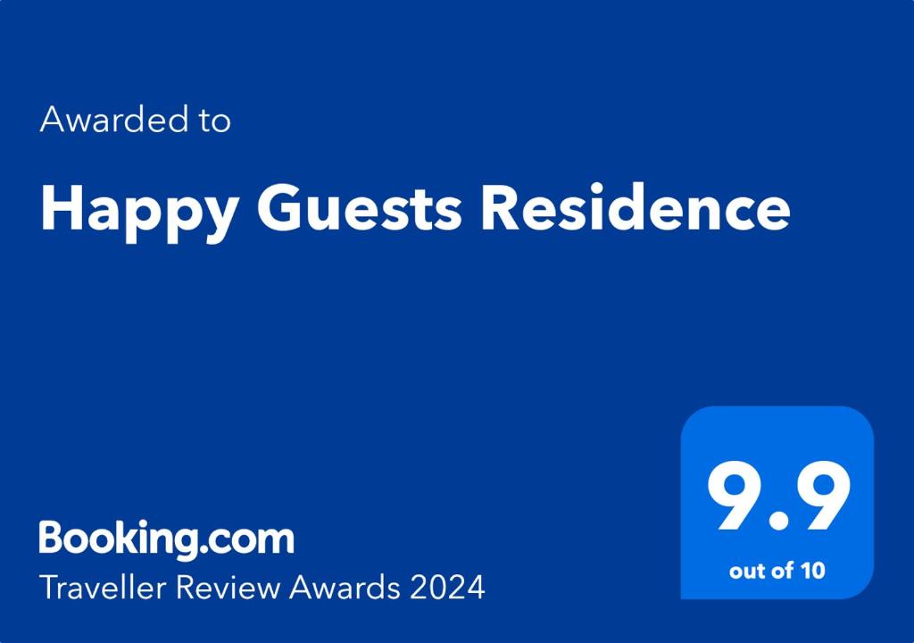 a blue sign with the words happy guest resilience at Happy Guests Residence in Sibiu
