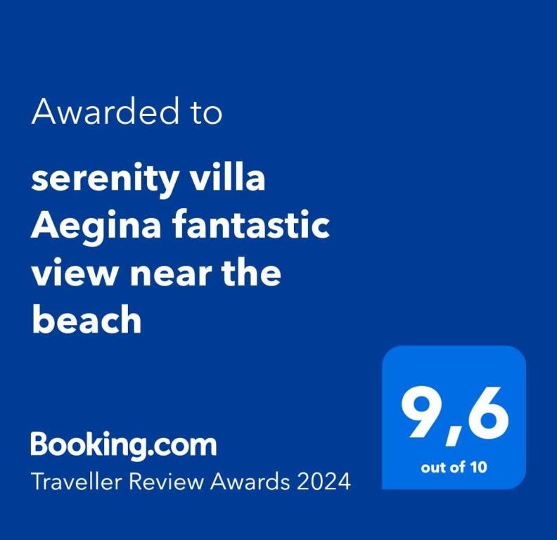 Captura de pantalla de un teléfono móvil con el texto vengado a la villa anual extra en serenity villa Aegina fantastic view near the beach, en Aegina Town