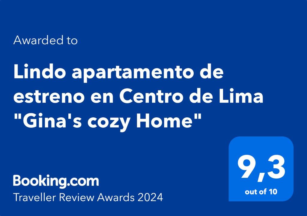 Sertifikatas, apdovanojimas, ženklas ar kitas apgyvendinimo įstaigoje Apartamento de estreno en Centro de Lima "Gina's cozy Home" matomas dokumentas