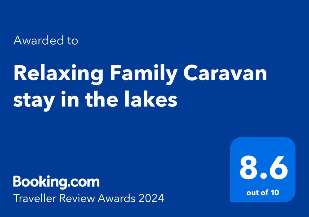 una captura de pantalla de un teléfono con el texto pidiendo a la caravana familiar quedarse en los lagos en Relaxing Family Caravan stay in the lakes, en High Hesket