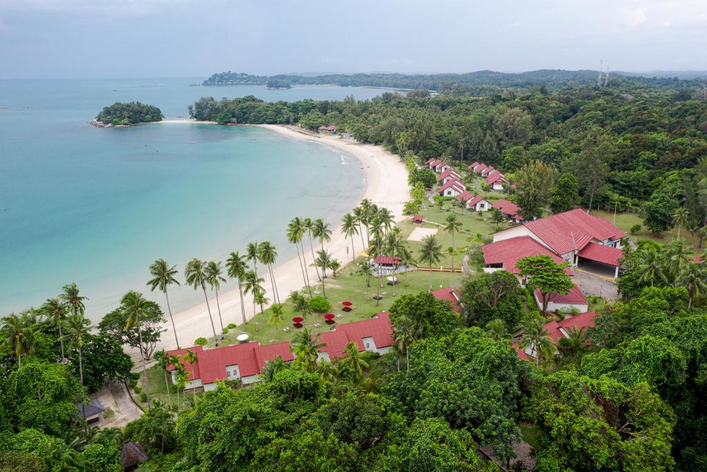 an aerial view of the resort and the beach at Mayang Sari Beach Resort in Lagoi