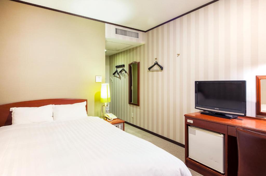 TV a/nebo společenská místnost v ubytování TsukubaNoYu Urban Hotel