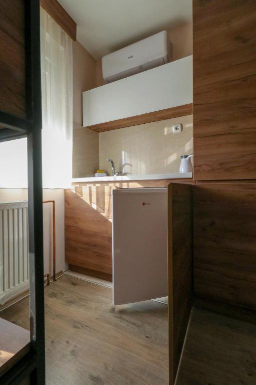 Kuchyň nebo kuchyňský kout v ubytování Studio Apartments Maksimović