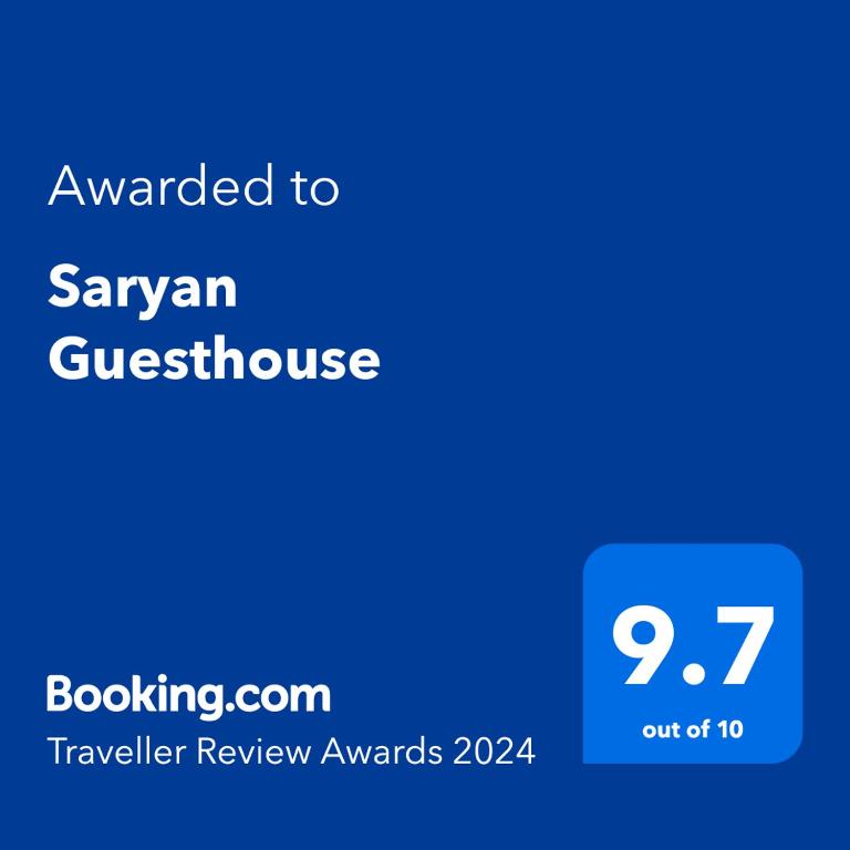 Certifikát, hodnocení, plakát nebo jiný dokument vystavený v ubytování Saryan Guesthouse