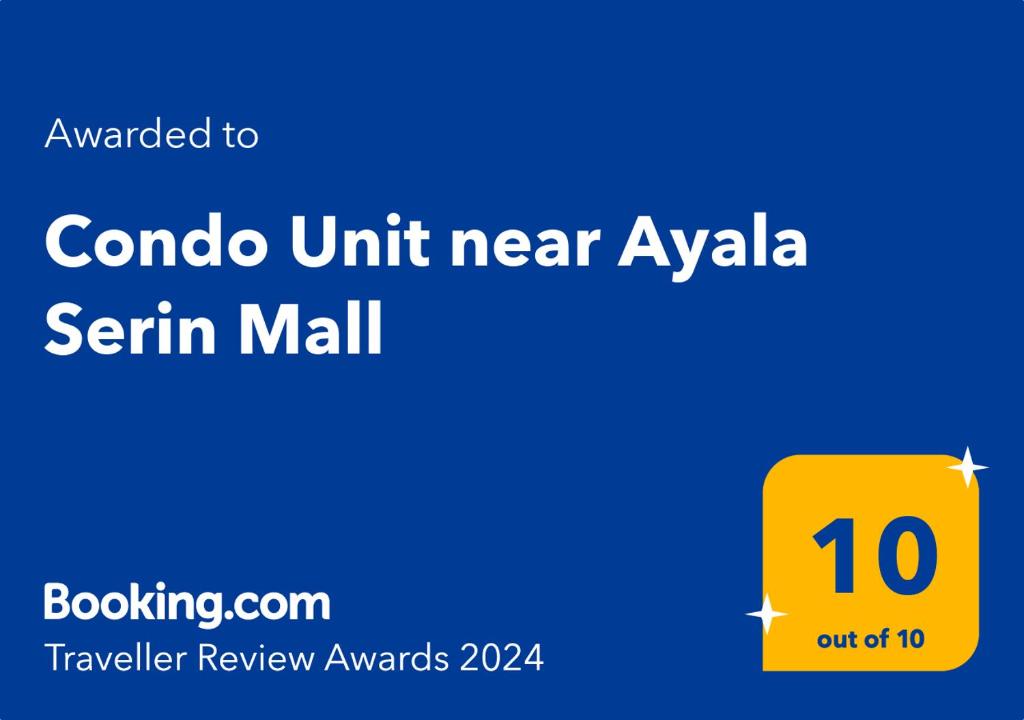 Certifikát, ocenenie alebo iný dokument vystavený v ubytovaní Condo Unit near Ayala Serin Mall