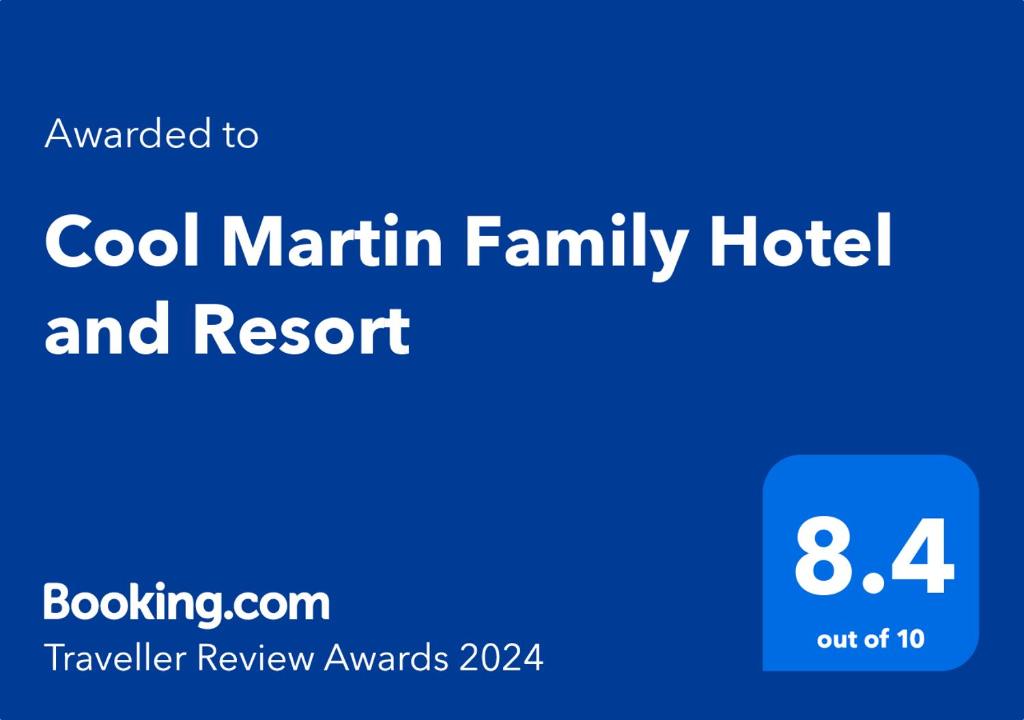 Certifikát, hodnocení, plakát nebo jiný dokument vystavený v ubytování Cool Martin Family Hotel and Resort