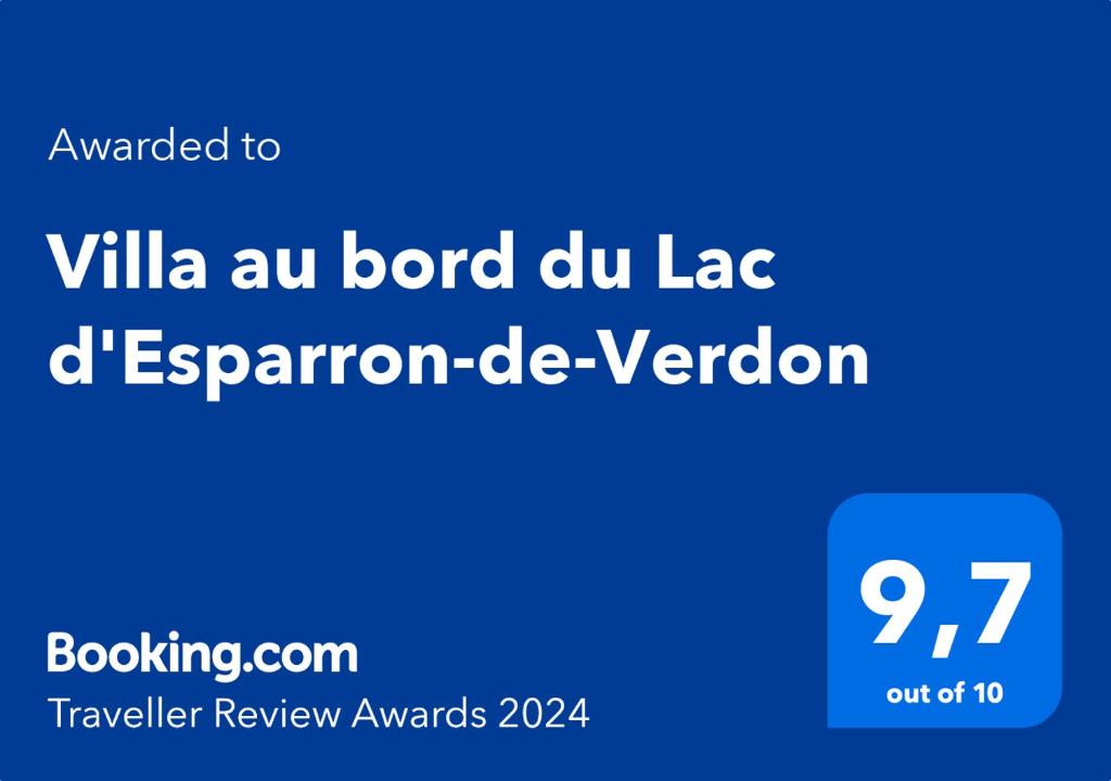 Certifikát, ocenenie alebo iný dokument vystavený v ubytovaní Villa au bord du Lac d'Esparron-de-Verdon
