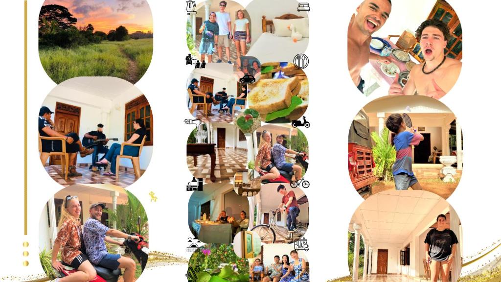 a collage of photos of people in a house at Grand Refuge Holiday Rooms in Anuradhapura