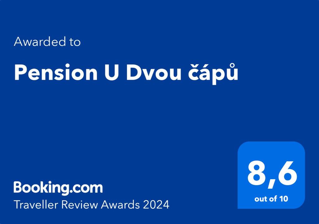 Certifikát, hodnocení, plakát nebo jiný dokument vystavený v ubytování Pension U Dvou čápů