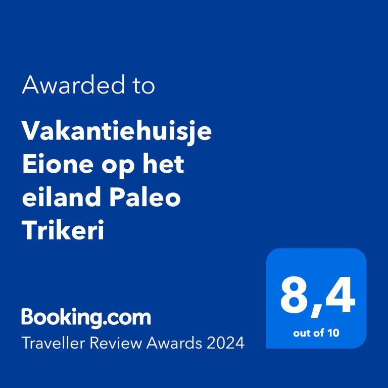 Certifikát, hodnocení, plakát nebo jiný dokument vystavený v ubytování Vakantiehuisje Eione op het eiland Paleo Trikeri