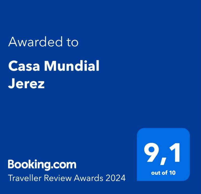 Ett certifikat, pris eller annat dokument som visas upp på Casa Mundial Jerez