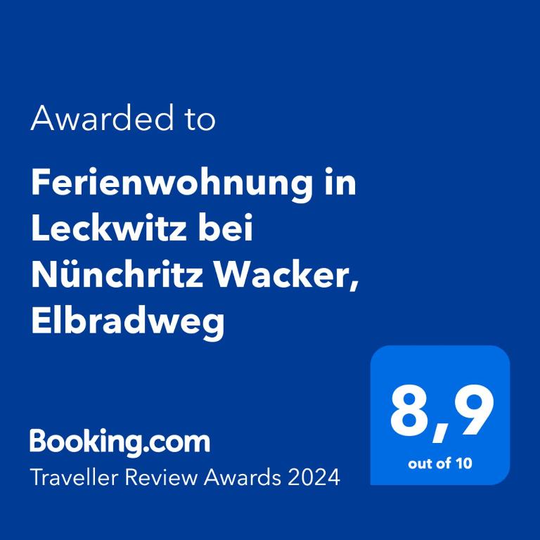 Certifikát, hodnocení, plakát nebo jiný dokument vystavený v ubytování Ferienwohnung in Leckwitz bei Nünchritz Wacker, Elbradweg