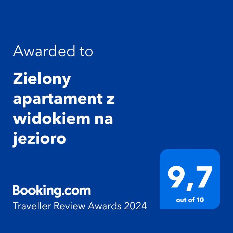 Certifikát, ocenenie alebo iný dokument vystavený v ubytovaní Zielony apartament z widokiem na jezioro