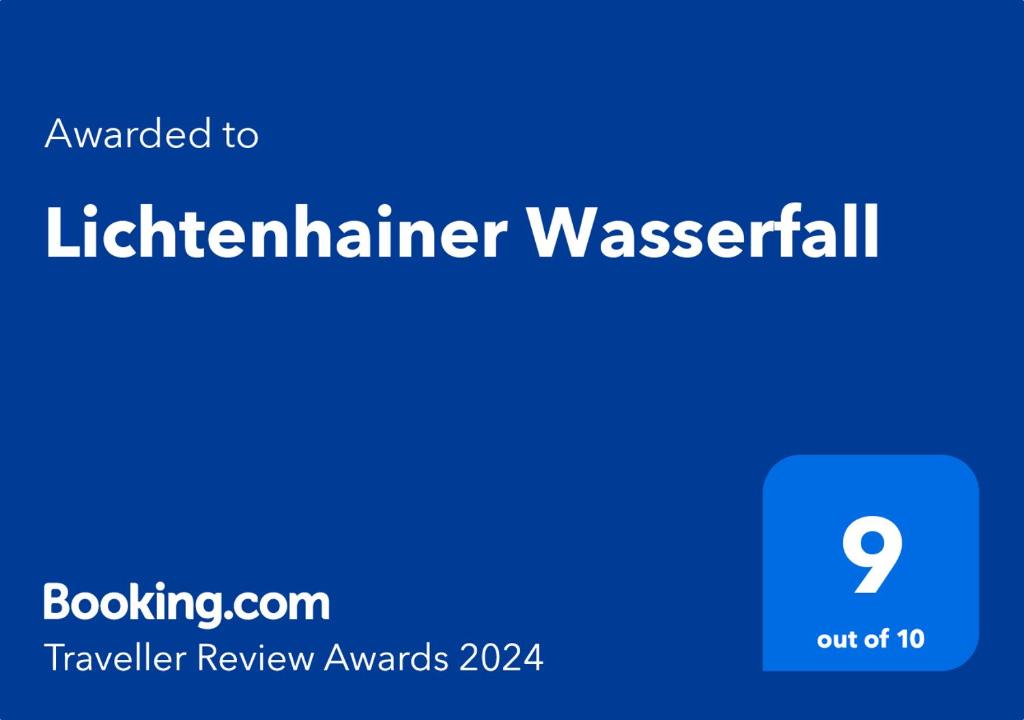 Certifikát, ocenenie alebo iný dokument vystavený v ubytovaní Lichtenhainer Wasserfall