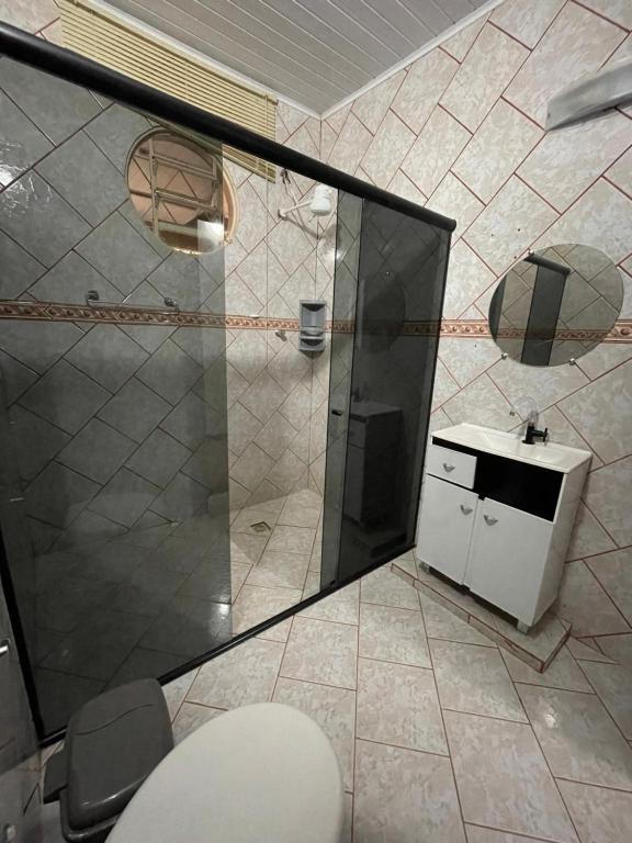 Koupelna v ubytování Pousada Recanto dos Sonhos