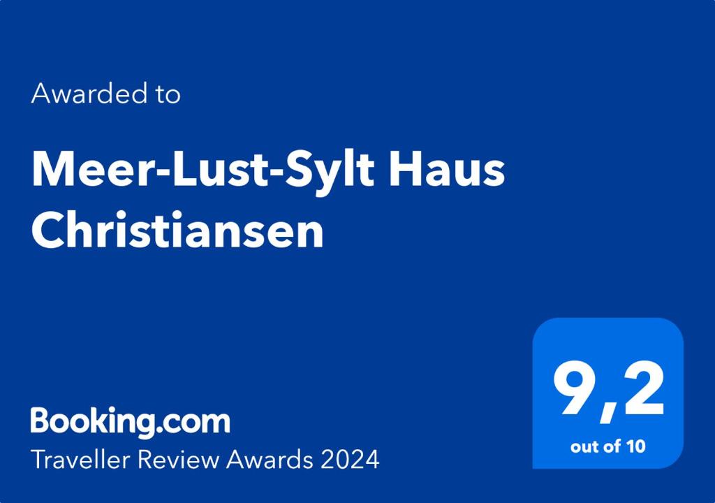Sertifikatas, apdovanojimas, ženklas ar kitas apgyvendinimo įstaigoje Meer-Lust-Sylt Haus Christiansen matomas dokumentas
