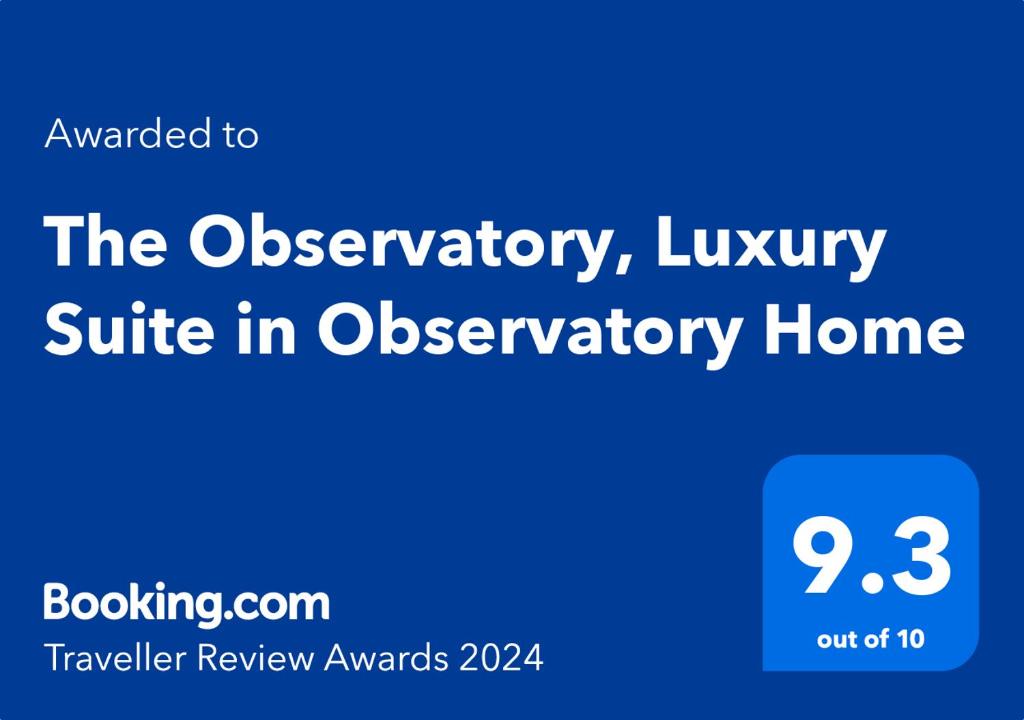 תעודה, פרס, שלט או מסמך אחר המוצג ב-The Observatory, Luxury Suite in Observatory Home
