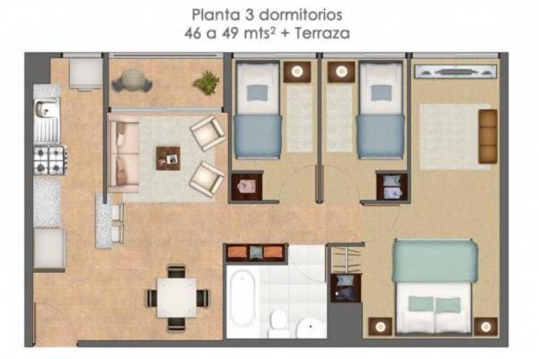 Departamento 3D con 1 Estacionamiento في بويرتو مونت: مخطط ارضي لشقة صغيرة بها