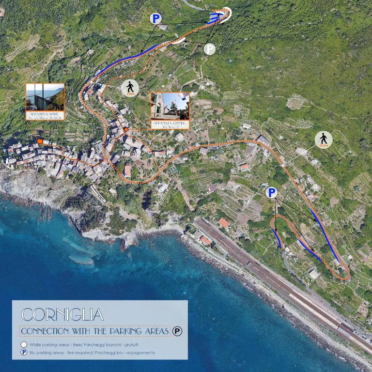 a map of a resort near the water at Arbanella in Corniglia