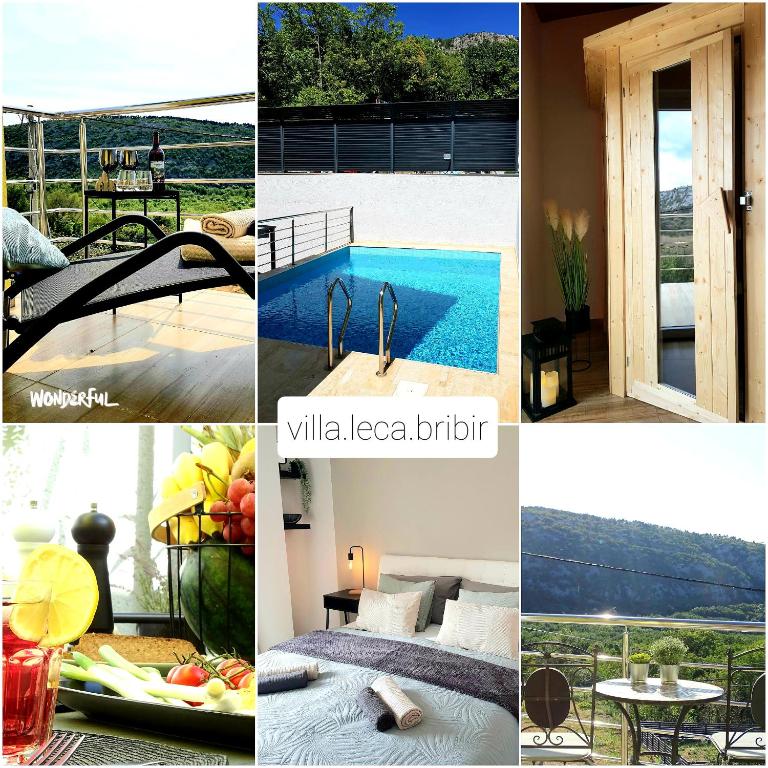 a collage of pictures of a villa lasagna buffer at Villa Leca with heated private pool & sauna in Bribir