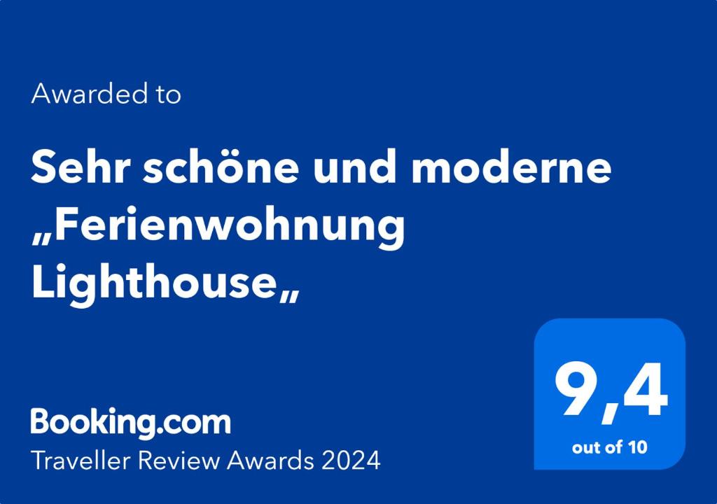 Certifikát, ocenenie alebo iný dokument vystavený v ubytovaní Sehr schöne und moderne „Ferienwohnung Lighthouse„