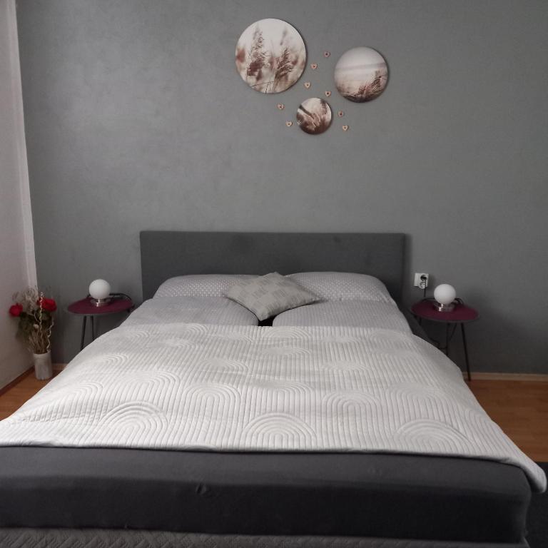 Postel nebo postele na pokoji v ubytování Apartma Ella