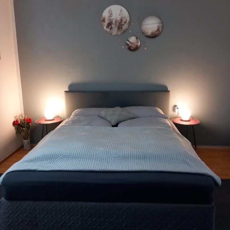 Postel nebo postele na pokoji v ubytování Apartma Ella