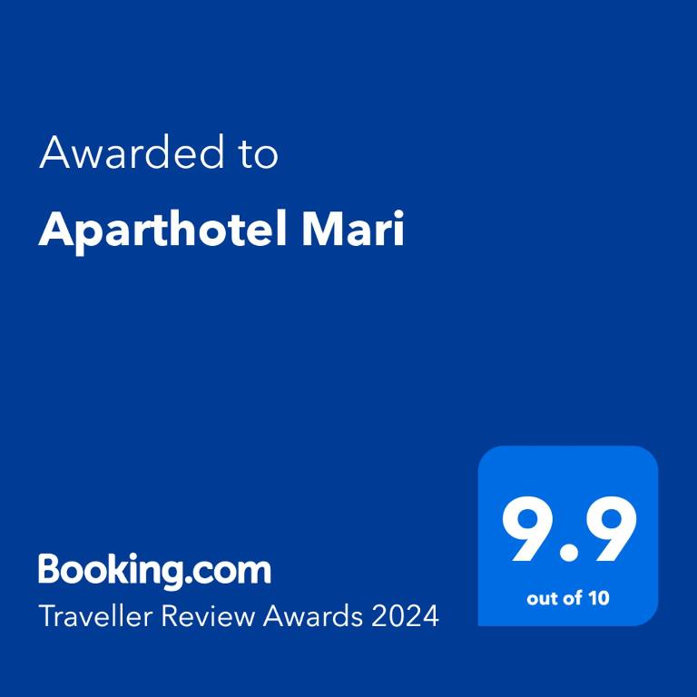 Certifikát, hodnocení, plakát nebo jiný dokument vystavený v ubytování Aparthotel Mari