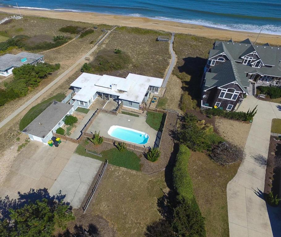 an aerial view of a house with a swimming pool at Clipper - Oceanfront Outer Banks Home with Private Pool - 5BR/3.5BA in Southern Shores