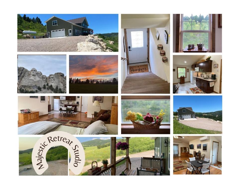 un collage de fotos de hogares y casas en Majestic Retreat Studio, en Sturgis